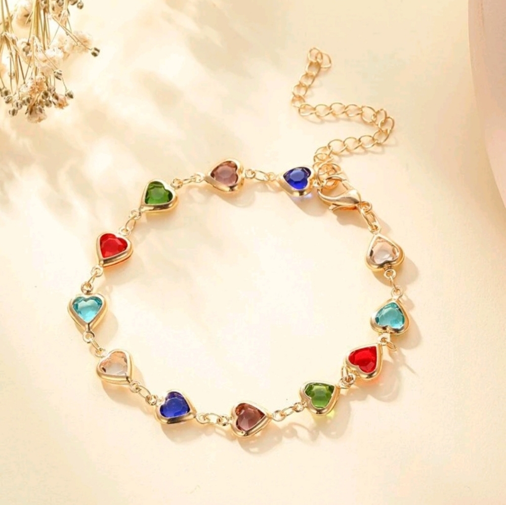 🌈HP! Dainty Rainbow Color Rhinestone Bracelet New!